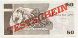 Deutschland Bundesrepublik Testbanknote 50 Testschein mit Überdruck nd. GB153 - De La Rue Garny - Testschein für Geldautomaten Leicht gebrauchte Erhaltung