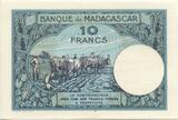 Madagaskar 10 Francs nd. 1937-1947 GB136 - Banknote Madagascar SEHR RAR SUP