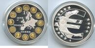 Medaille GY807 - Gedenkprägung 10 Jahre Euro mit Goldauflage 10 ANS YEARS EURO -