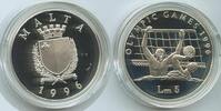 5 Liri G0426 - Malta Olympic Games KM#110 Silber PROOF RAR -