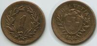 1 Rappen G3304 - Switzerland KM#3.1 Scarce Helvetia Schweiz -