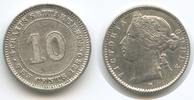 Straits Settlements 10 Cent M#6136 - Queen Victoria 1837-1901 Malaysia RAR -