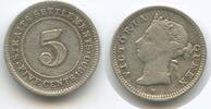 Straits Settlements Singapur Malaysia 5 Cents Silber M#6139 - Queen Victoria 1837-1901 British Crown colony -