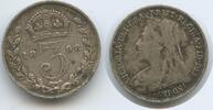 Großbritannien Great Britain United Kingdom 3 Pence Silber H1461 - Queen Victoria 1837-1901 -