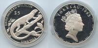 Tokelau New Zealand Territ. 5 Lima Tala (5 Dollars) Silber G0093 - Steindachner's Emo Skink - Endangered Wildlife - Elizabeth II. 1952-2022 -