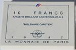 10 Francs Silber 1987 Frankreich GN550b 1000th Anniversary coronation of Hugh Capet, King of the Franks - France BU Unzirkuiert in Original Folder