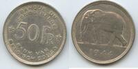 Belgisch Kongo 50 Francs Silber H1025 - Elephant Léopold III. Belgian Congo RAR -