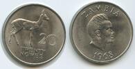 Sambia 20 Ngwee G12858 - Bohor Reedbuck - Kenneth Kaunda President Zambia -