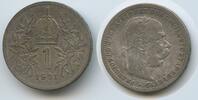 Österreich Kaiserreich 1 Corona (Krone) Silber G5737 - Kaiser Franz Joseph I. 1848-1916 Austria -