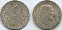 Österreich Kaiserreich 1 Corona (Krone) Silber G5749 - Kaiser Franz Joseph I. 1848-1916 Austria -