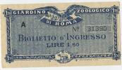 Italien 1,50 Lire Biglietto D'Ingresso GB716 - Giardino Zoologico di Roma -