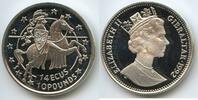 Gibraltar 10 Pounds - 14 Ecus Silber G4468 - Knight riding right - Proof - Queen Elizabeth II. -