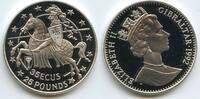 Gibraltar 25 Pounds - 35 Ecus Silber G4462 - Knight riding left - Proof - Queen Elizabeth II. -