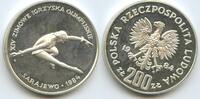 Polen Poland 200 Zlotych Silber M#3439 - Figure Skating Sarajevo XIV. Winter Olympics 1984 -