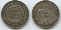 Brasilien 1000 Reis Silber M#5207 - Pedro II. 1831-1889 Brazil Brésil -