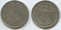 50 Reichspfennig 1936 F Stuttgart Deutsches Reich Weimar S0317 - SEHR RAR Germany Weimar Republic Sehr Schön - Vorzüglich
