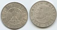 Deutsches Reich 2 Reichsmark Silber S0486 - 450.Geburtstag von Martin Luther 1483-1933 -