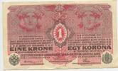 Österreich Ungarn Kaiserreich 1 Krone Banknote ohne Stempel GB309 - Eine Krone Geldschein - Egy Korona Austria -