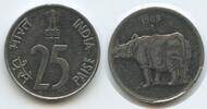 Indien Republik 25 Paise M#6209 - Noida Mint Indian Rhinoceros India -
