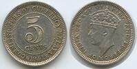 Britisch Malaysia - Malaya 5 Cents Silber K102 - King George VI. 1936-1952 -