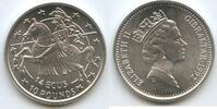Gibraltar 10 Pounds - 14 Ecus Silber H0606 - Knight riding left - Queen Elizabeth II. -