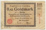 0.42 Goldmark - ⅒ Dollar Banknote Paper Money 1923 Deutsches Reich Weimar GB702 - Notgeldschein der Stadt Burg Gebrauchte Erhaltung