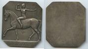Deutsches Reich oder Österreich Große Bronzeplakette versilbert GN1344 - Nackte Diana auf Pferd - römische Jagdgöttin -