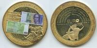 Deutschland Medaille 100 Mark + 100 Euro vergoldet GY264 - Banknoten Währung im Wandel -