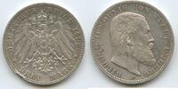 Deutsches Reich Kaiserreich Württemberg 3 Mark Silber 1909 F Stuttgart S0124 - Wilhelm II. 1891-1918 German States Kingdom of Württemberg TTB, Ra...