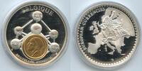 Belgien Königreich Belgique Medaille mit 50 Centimes 1987 Inlay vergoldet GY1200 - Inlay-Gedenkprägung Bruxelles Atomium - European Currencies -