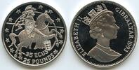 Gibraltar 25 Pounds - 35 Ecus Silber G4463 - Knight riding right - Proof - Queen Elizabeth II. -