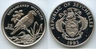 Seychellen 25 Rupees Silber G0177 - Dajaldrossel Magpie Robin Endangered Wildlife Seychelles -
