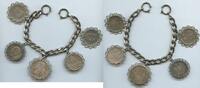 Bayern Königreich - Sachsen Silberkette Charivari mit 5 Münzen M#0409 - mit 5 Mark Bayern , 3 x 3 Mark Bayern, 3 Mark Sachsen -