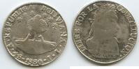 4 Sols Silber 1830 PTS JL Potosi Bolivien M#3380 - Simón Bolívar Bolivia Sehr schön, Patina