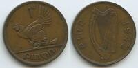 Irland 1 Pingin (One Penny) G7795 - Henne mit Küken Ireland Éire Hen with chicks -