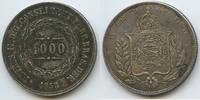 Brasilien 1000 Reis Silber M#3434 - Pedro II. 1831-1889 Brazil Brésil -