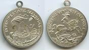 Religiöse Medaille Alte Sankt Georgsmedaille versilbert G10921 - Heiliger Georg Drachentöter Schiff -