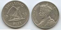 Fidschi One Shilling Silber (1 Shilling) G7554 - Boot Kanu Outrigger - King George V. 1910-1936 Fiji -