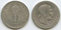 Österreich Kaiserreich 1 Corona (Krone) Silber G5717 - Kaiser Franz Joseph I. 1848-1916 Austria -