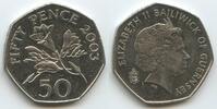 Guernsey 50 Pence G2170 - Freesien - freesia flowers - Queen Elizabeth II. -