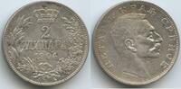 Serbien 2 Dinara Silber H0078 - Peter I. 1903-1918 Kingdome Serbia -