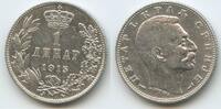 Serbien 1 Dinar Silber H0114 - Peter I. 1903-1918 Serbia -
