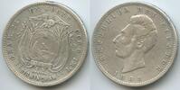 5 Sucres Silber 1889 HEATON Ecuador M#8090 - José de Sucre Republic of Ecuador Sehr schön -, Randfehler