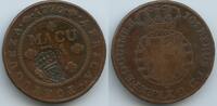 Angola Portugisisch 1 Macuta - Countermark Crowned Shield M#5613 - Maria II. 1834-1853 Colony of the Portuguese Empire -
