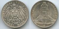 Deutsches Reich Kaiserreich Sachsen 3 Mark Silber S0048 - Völkerschlachtdenkmal Leipzig Friedrich August III. 1904-1918 -