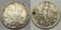 Frankreich 1 Franc Silber 1910 H0316 - France Sehr schön +, Patina 7,50 EUR  + 6,00 EUR frais d'envoi