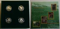4 x 50 Cents Silber Set 1996 Kanada GN1107 - Moose Calf, Wood Ducklings, Cougar Kittens, Black Bear Cubs Jungtiere Polierte Platte in Original Fo...