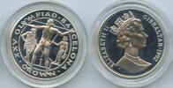 One Crown Silber 1992 Gibraltar G0059 - Speerwurf Olympia Barcelona Polierte Platte
