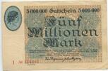 Deutsches Reich Weimar 5 Millionen Mark Gutschein GB428 - Hamborn am Rhein Thyssen-Hütte Banknote -
