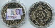 Deutschland Medaille Banknote 100 DM Farbauflage PA144 - Medaille Abschied von der Mark - Europäische Währung -